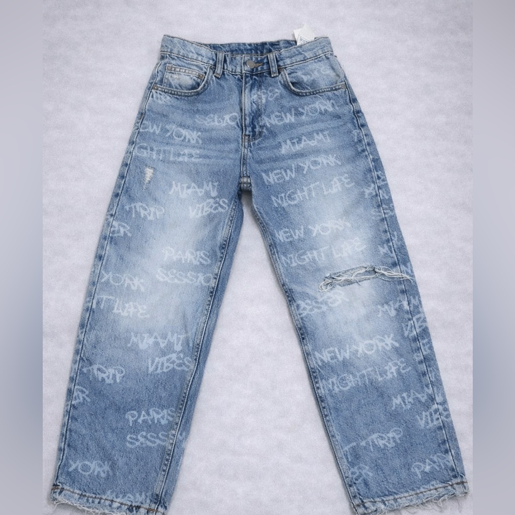 Zara Boys Distressed Denim Jeans Size 9 Stylish Fit